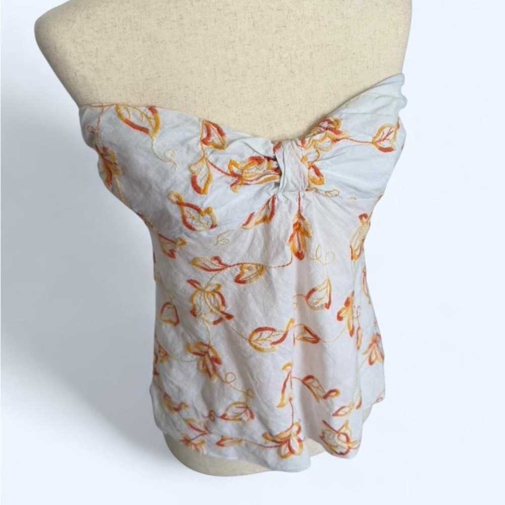 Y2K Charlotte Russe Embroidered Tube Top Cottagecore Coquette Large Euro Summer